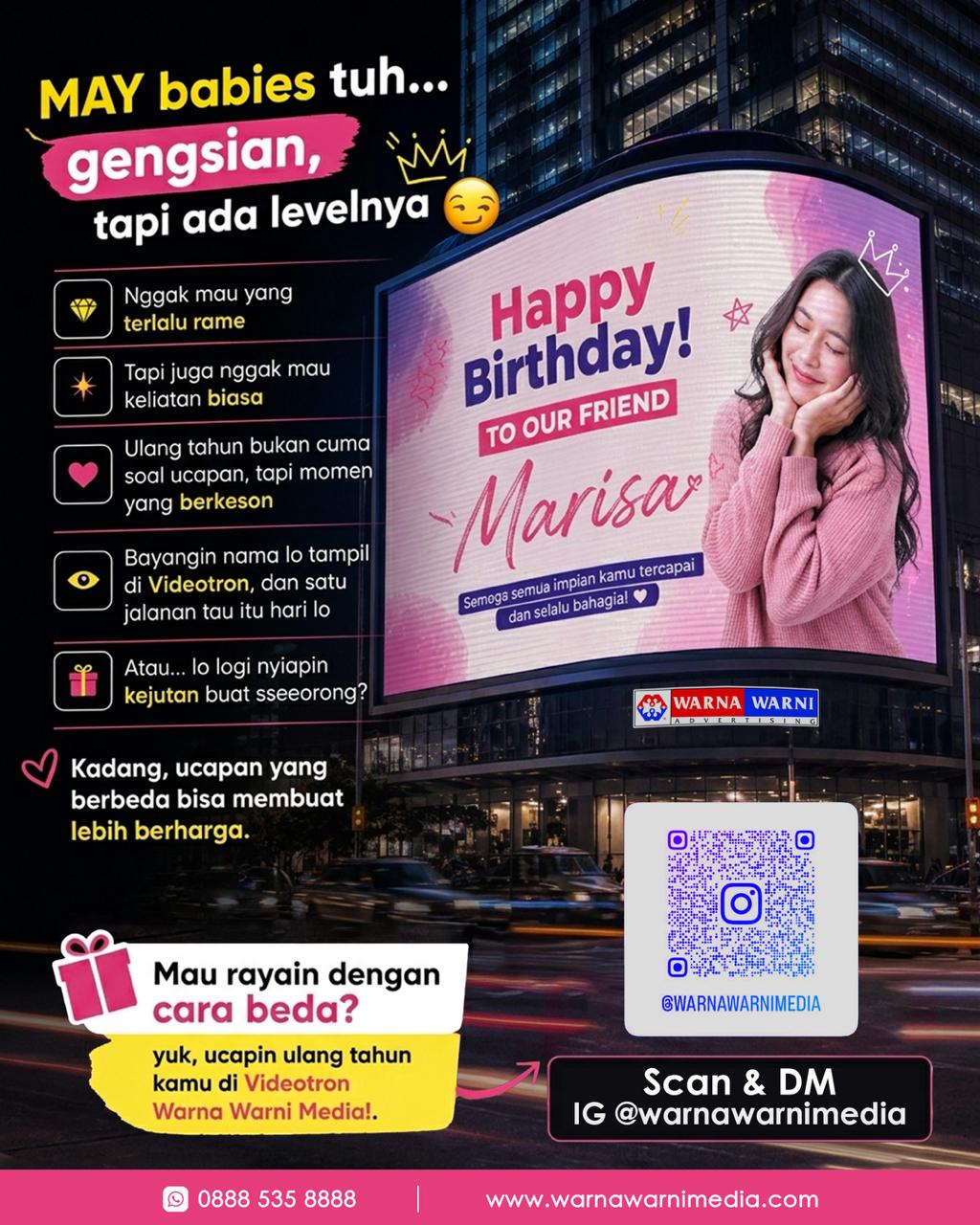 videotron Blora 10 pedestrian Stasiun Sudirman Jakarta untuk ucapan ulang tahun LED billboard Warna Warni Media